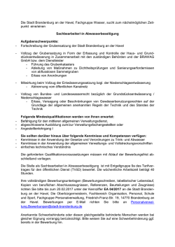 Die Stadt Brandenburg an der Havel, Fachgruppe Wasser, sucht