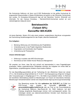 Kennziffer 805-KUEN - Hochschule Heilbronn