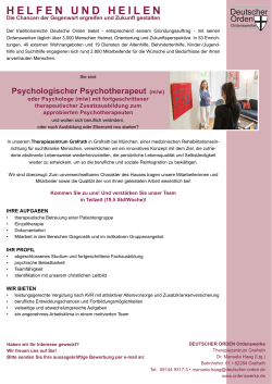 Psychologischer Psychotherapeut (w/m), Therapiezentrum Grafrath