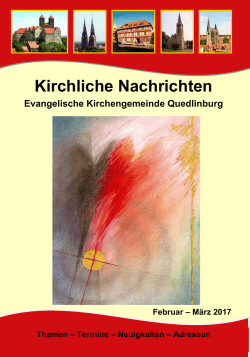 Kirchliche Nachrichten - Ev. Kirchengemeinde Quedlinburg