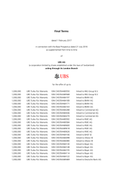 Endgültige Bedingungen - UBS