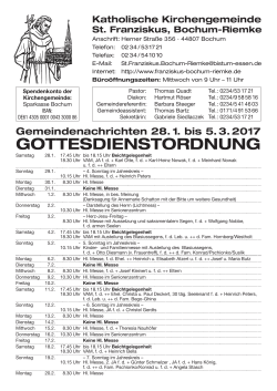 gottesdienstordnung - St. Franziskus Bochum