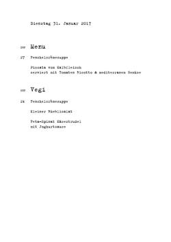 Dienstag 31. Januar 2017