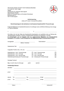Antrag auf Mitgliedschaft - Deutsche Gesellschaft für Thoraxchirurgie