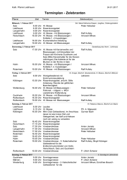 Terminplan - Zelebranten