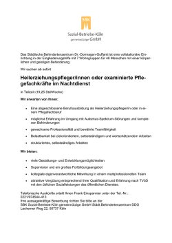 Heilerziehungspfleger/innen oder examinierte Pfle - Sozial