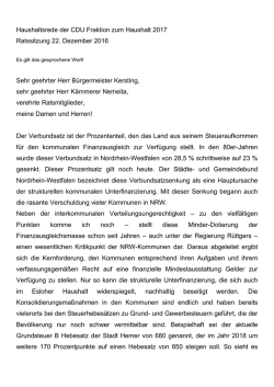 Haushaltsrede zum Haushalt 2017, Ratssitzung 22. Dezember 2016
