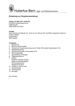 Hubertus Bern Jagd- und Wildschutzverein Einladung zur