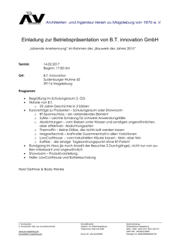 Einladung zur Betriebspräsentation von BT