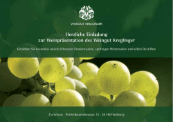 Herzliche Einladung zur Weinpräsentation des Weingut Kreglinger