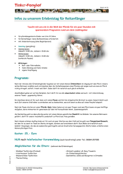 Infos zu unserem Erlebnistag f&uuml;r Reitanf&auml;nger - Tinker