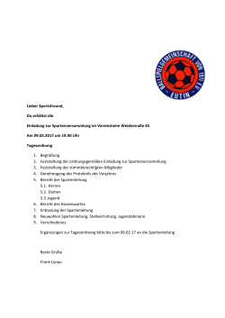 Einladung zur Fußball-Spartenversammlung der BSG Eutin Der 2