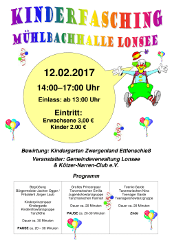 Kinderfasching Lonsee am 12.02.2017