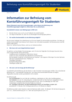 Information zur Befreiung vom Kontof&uuml;hrungsentgelt f&uuml;r