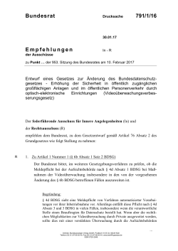 Bundesrat 791/1/16 Empfehlungen