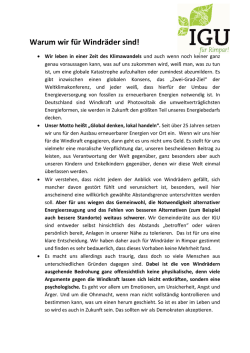 Warum wir für Windräder sind!