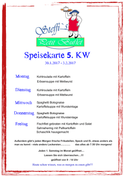 Wöchentlicher Speiseplan