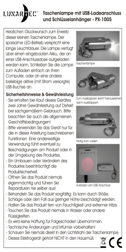 PX-1005 Taschenlampe mit USB-Aufladung - GERMAN and