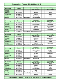Einsatzplan Februar/01.