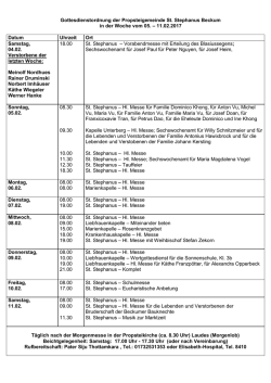 Gottesdienstordnung der Propsteigemeinde St. Stephanus Beckum