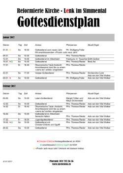 Gottesdienste Jan u Feb - Reformierte Kirche Lenk