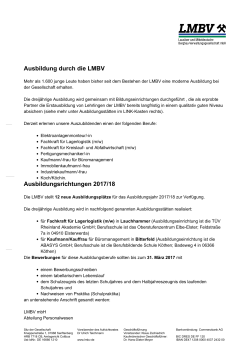 Ausbildung durch die LMBV Ausbildungsrichtungen 2017/18