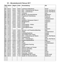 VC – Monatsübersicht Februar 2017