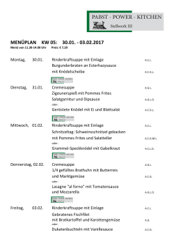 menüplan kw 05: 30.01. - 03.02.2017 - Pabst - Power