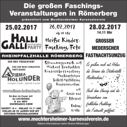 Hei&szlig;e Kinder- Faschings-Fete - VG R&ouml;merberg