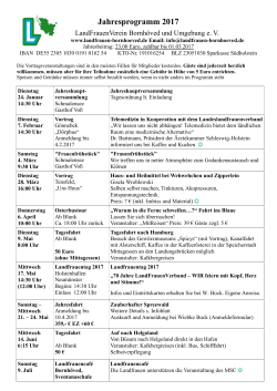 Jahresprogramm 2017 - LandFrauenVerein Bornh&ouml;ved