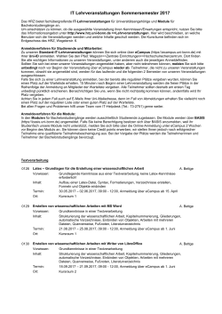IT Lehrveranstaltungen Sommersemester 2017