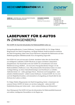 LADEPUNKT FÜR E-AUTOS IN ZWINGENBERG