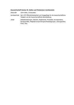 Hauswirtschaft Kanton St. Gallen und F&uuml;rstentum Liechtenstein
