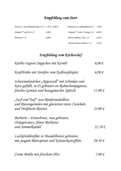 Sonntags- und Wochenmenü - Hotel Stern Albershausen