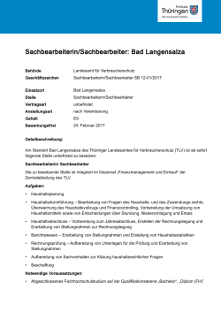 Sachbearbeiterin/Sachbearbeiter: Bad Langensalza