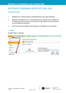 zertifikate einbinden unter outlook 2010