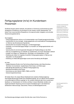 Fertigungsplaner (m/w) im Kundenteam Powertrain