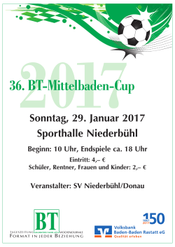 Sonntag, 29. Januar 2017 Sporthalle Niederbühl