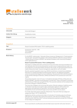 Research assistant (PhD student, 75%) in satellite geodesy