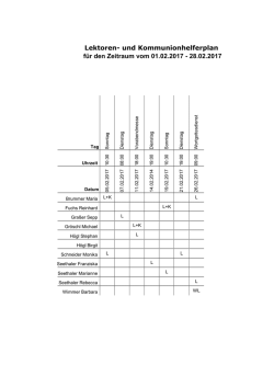 Lektoren- und Kommunionhelferplan für den Zeitraum vom 01.02