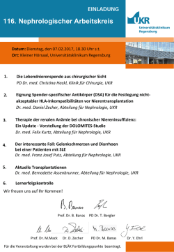 Einladung 116. Nephrologischer Arbeitskreis