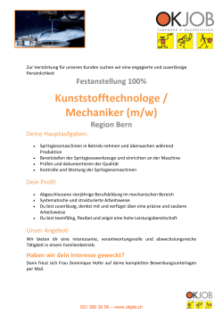 Kunststofftechnologe / Mechaniker (m/w)