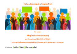 Halten Sie sich den Termin frei - Bridgeclub M&uuml;nchen