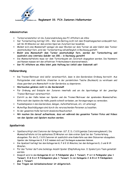 Reglement 33. FCA Junioren-Hallenturnier Administration