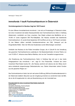 Presseinnformation - Union Investment Real Estate GmbH