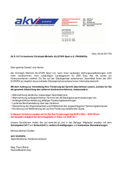 Graz, 03.02.2017/DI 26 S 10/17s Insolvenz Christoph Michelic