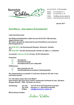 Informationen und Anmeldung Schnittkurs