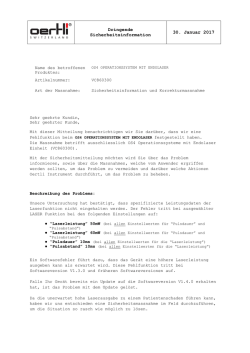 Dringende Sicherheitsinformation 30. Januar 2017