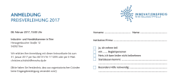 Anmeldung/Antwortkarte Innovationspreis 2017