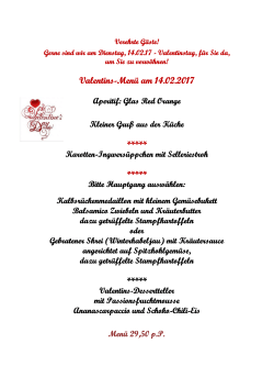 Valentins-Menü am 14.02.2017